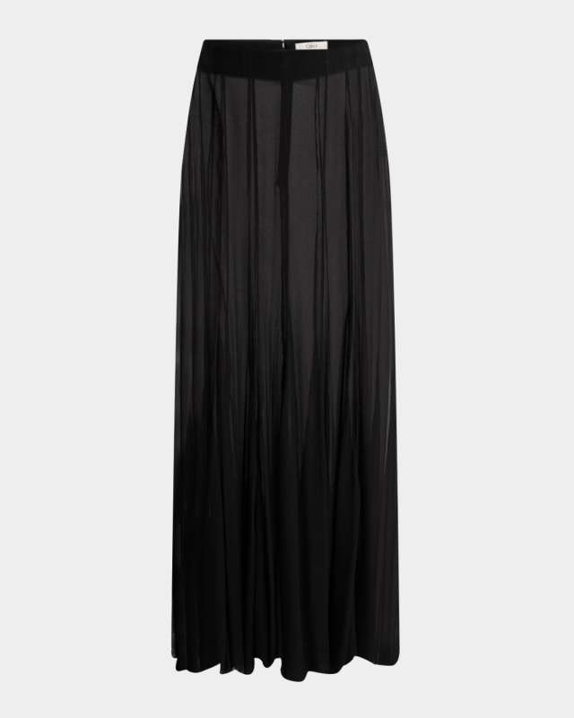 Paneled Sheer Silk Maxi Skirt